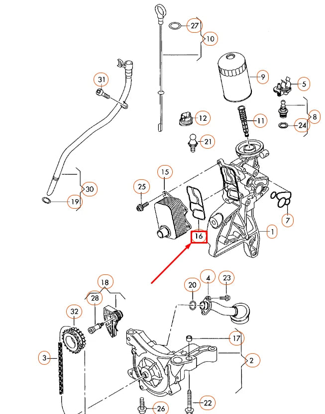 NEW AUDI A3 8P ENGINE OIL COOLER SEAL 06J117070C ORIGINAL
