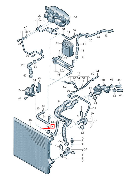 new vw beetle 5c radiator coolant hose 1k0121109am original
