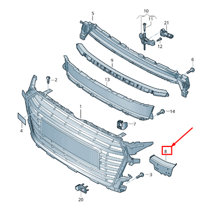 new audi tt fv right radiator grille cover 8s0807224a9b9 8s0807224a 9b9 original