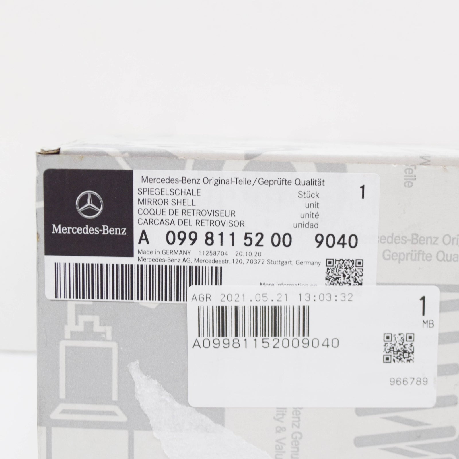 NEW MB C W205 FRONT RIGHT DOOR MIRROR COVER RHD A09981152009040 ORIGINAL