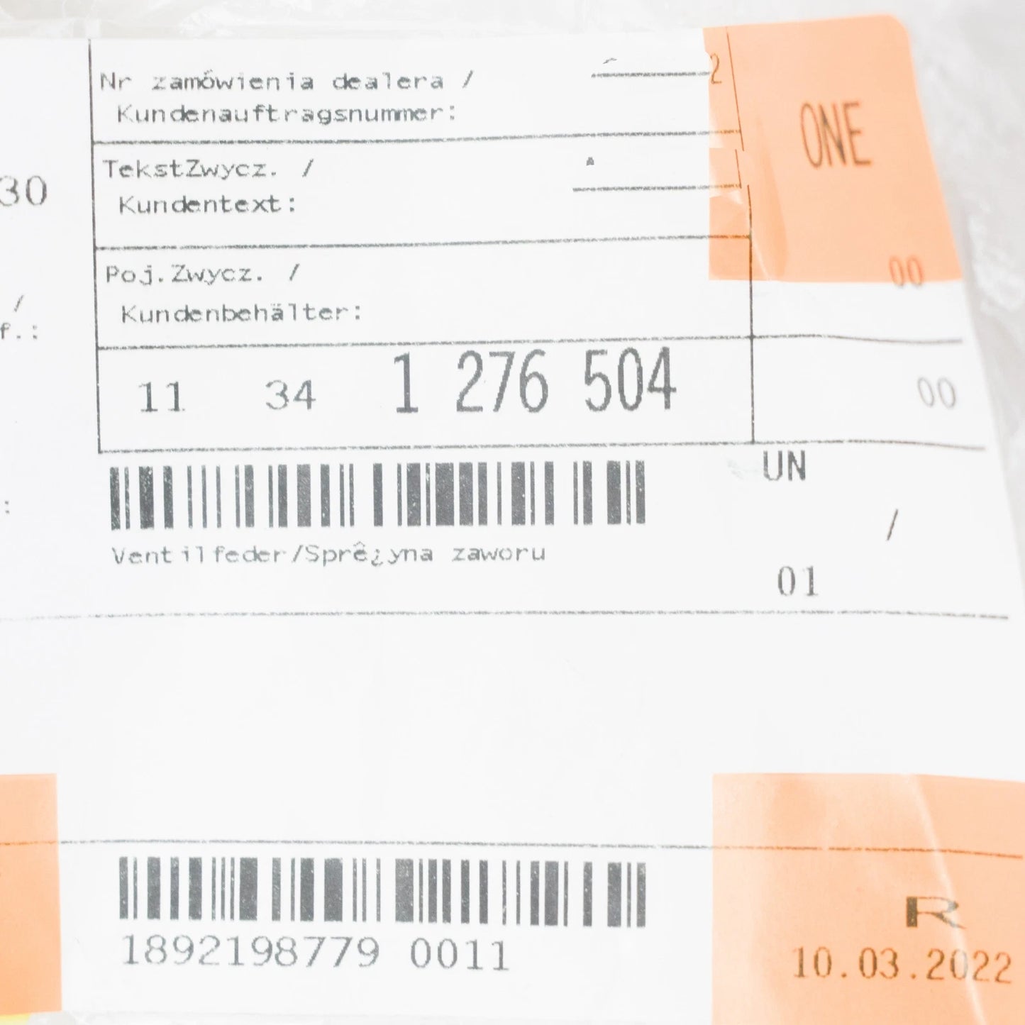 NEW BMW 6 E24 ENGINE VALVE SPRING 11341276504 ORIGINAL