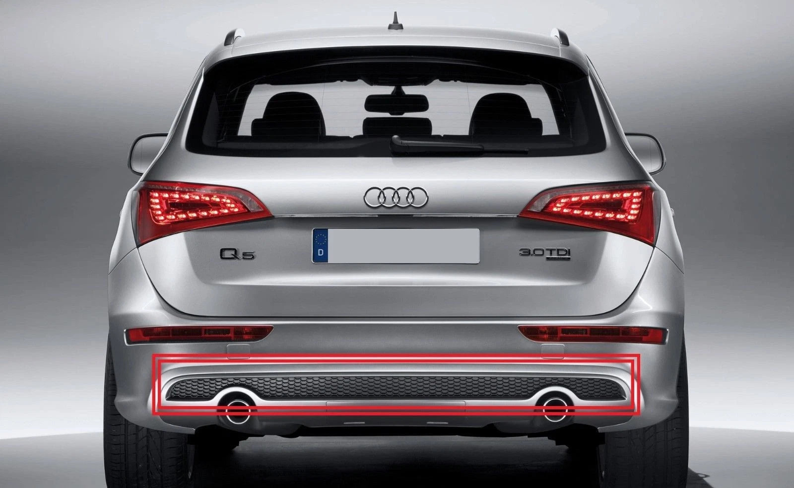 NEW AUDI Q5 S-LINE BUMPER DIFFUSER INSERT TRIM DOUBLE PIPE 8R0807823