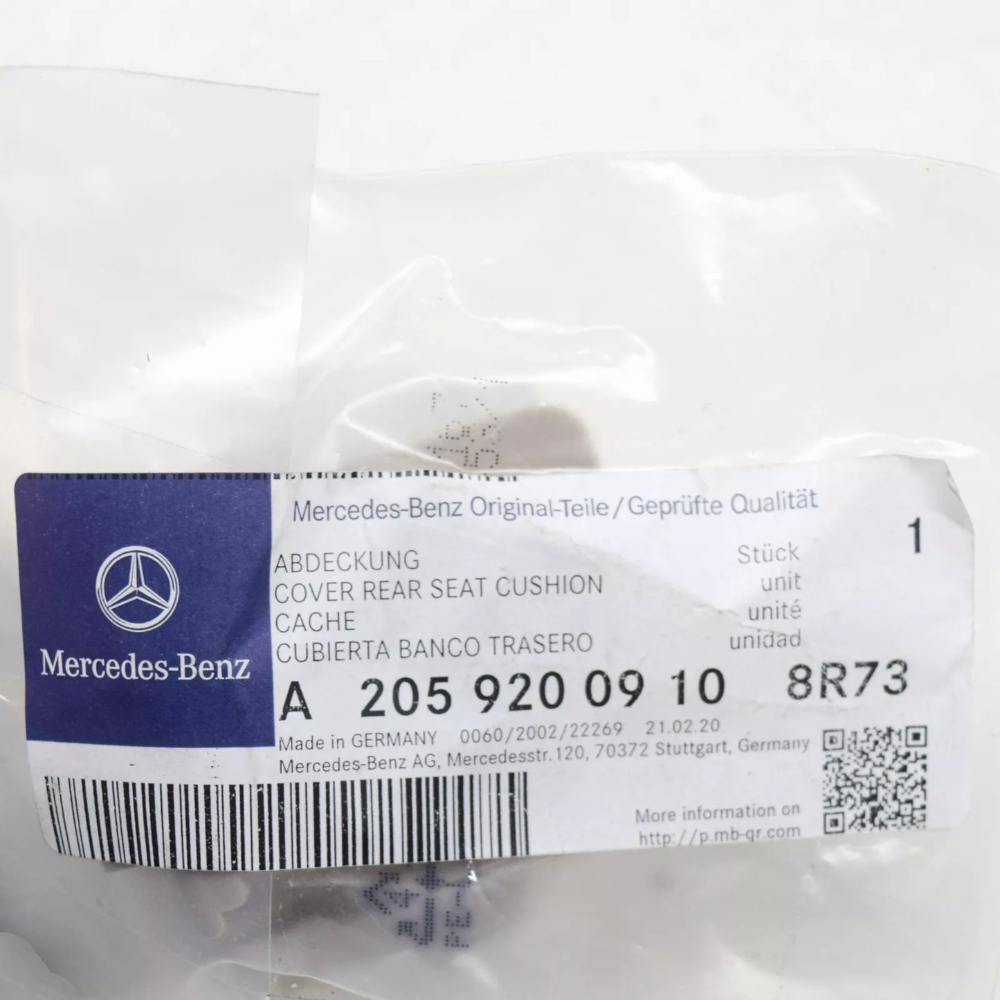 NEW MB C W205 REAR SEAT ISOFIX COVER A20592009108R73 ORIGINAL