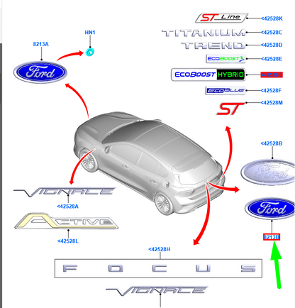new ford focus c519 mk4 rear name plate badge 5242074 ds73-402a16-ad original