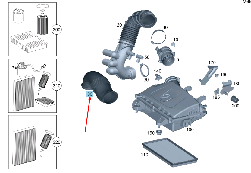 new mercedes-benz vito w447 raw air line a4475280724 original