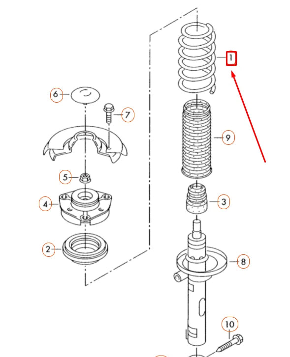 NEW VOLKSWAGEN GOLF 5K MK6 FRONT COIL SPRING 1K0411105JF ORIGINAL