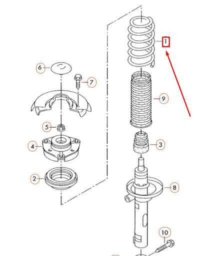 NEW VOLKSWAGEN GOLF 5K MK6 FRONT COIL SPRING 1K0411105JF ORIGINAL