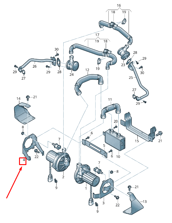 new audi a8 4h right secondary air injection pump bracket 4h0906617m original