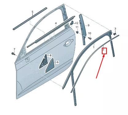 NEW AUDI RS3 FRONT LEFT WINDOW GUIDE TRIM STRIP 8V5837643AT94 ORIGINAL