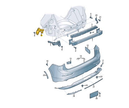 NEW VOLKSWAGEN GOLF MK8 CD1 REAR LEFT BUMPER BRACKET 5H6807393D ORIGINAL