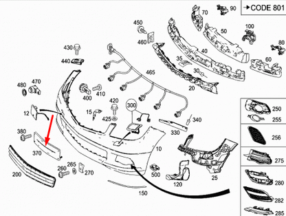 NEW MB C-CLASS W204 FRONT BUMPER LICENSE NUMBER PLATE A2048170378 2010 ORIGINAL