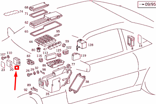 NEW MERCEDES-BENZ SL R129 TRIPLE FUSE BOX A1295400350 ORIGINAL