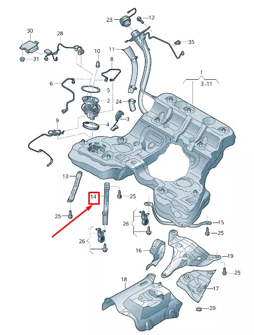 NEW AUDI A8 4N CENTER RIGHT FUEL TANK TENSIONING STRAP 4N0201654B