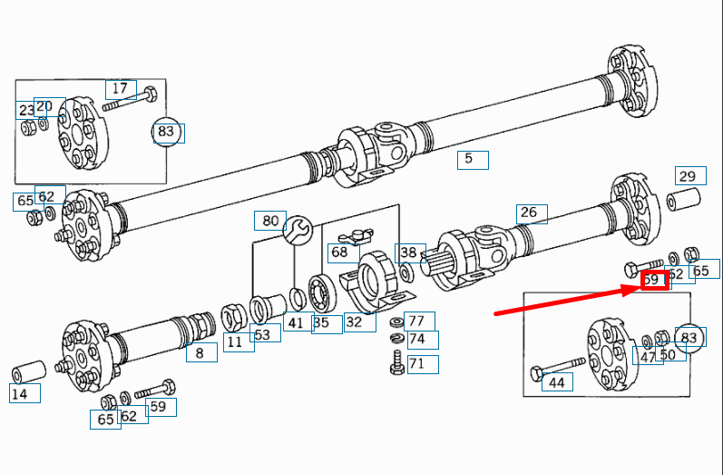 NEW MB SL R129 PROPELLER SHAFT FLEXIBLE SHAFT SCREW A1409902801 ORIGINAL