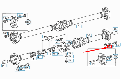 NEW MB SL R129 PROPELLER SHAFT FLEXIBLE SHAFT SCREW A1409902801 ORIGINAL