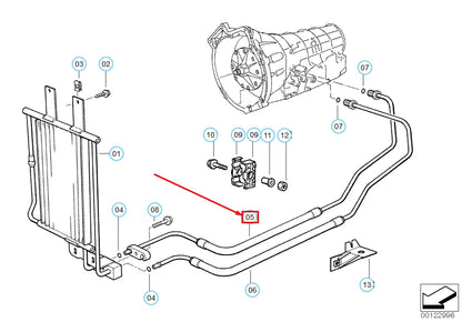 NEW BMW 8 E31 COUPE TRANSMISSION OIL COOLER HOSE PIPE INLET 17221742483 ORIGINAL