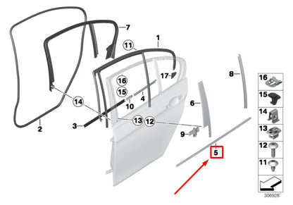 NEW BMW 3 F30, F80 REAR LEFT OUTER DOOR DUCT COVER 51357260535 7260535 ORIGINAL
