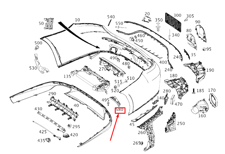 NEW MERCEDES-BENZ E C238 REAR BUMPER LEFT WHEEL ARCH COVER A2388801101 ORIGINAL