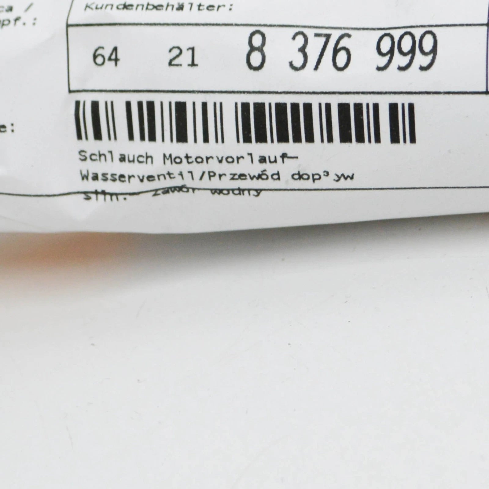 NEW BMW 3 E46 HVAC HEATER HOSE 64218376999 8376999 ORIGINAL