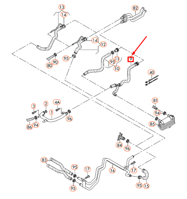 NEW VOLKSWAGEN CC ENGINE COOLANT HOSE 3C0122073FC ORIGINAL