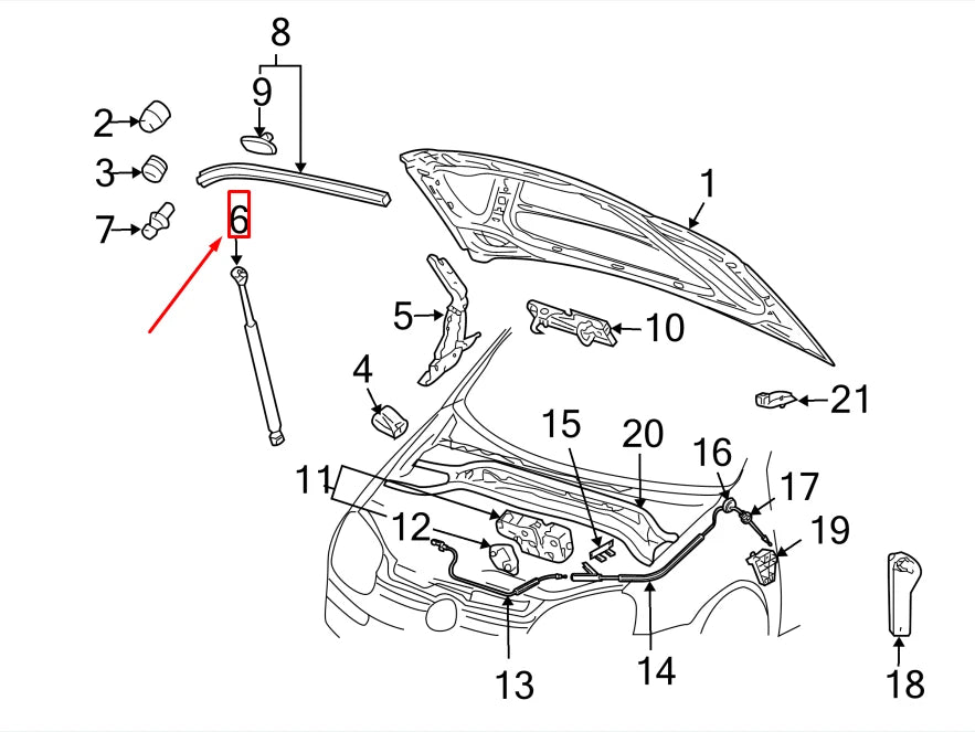 NEW VW EOS 1F FRONT HOOD LIFT SUPPORT 1Q0823359 ORIGINAL