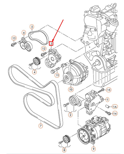 NEW AUDI A1 8X V-RIBBED BELT TENSIONER 03C145299J ORIGINAL