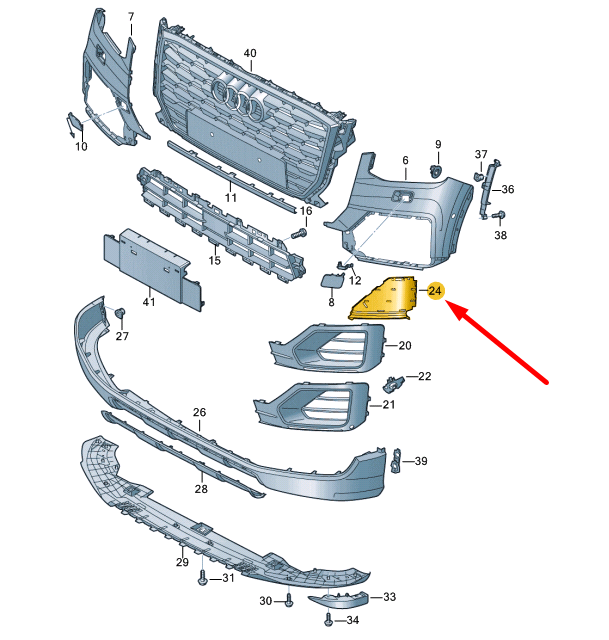 NEW AUDI Q2 FRONT BUMPER RIGHT SIDE END CAP 81A807152B9B9 ORIGINAL
