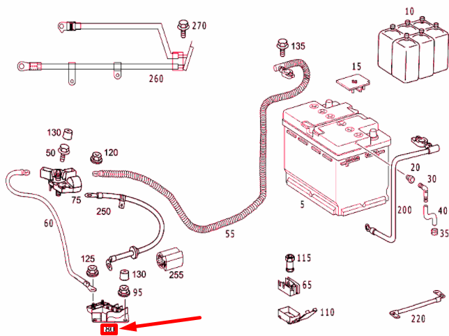 NEW MB E W210 RIGHT LEGROOM BATTERY CABLE CONNECTOR A2105460241 ORIGINAL