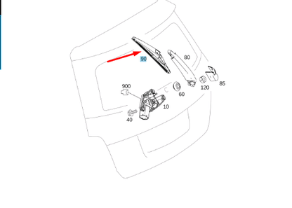 NEW MERCEDES-BENZ GLK X204 TAILGATE WINDOW WIPER ARM A212820194590 ORIGINAL