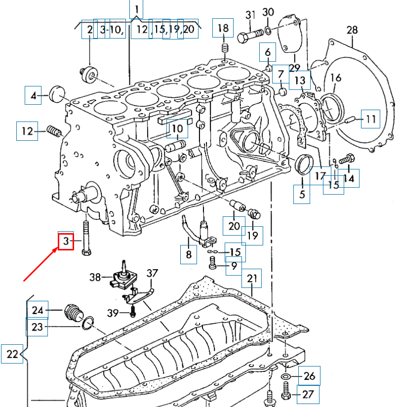 new audi a3 8p engine cylinder block hexagon bolt n90130001 original