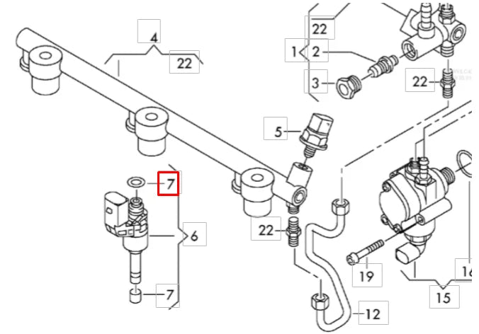 NEW AUDI Q7 4L FUEL INJECTOR O-RING KIT 03H198149 ORIGINAL