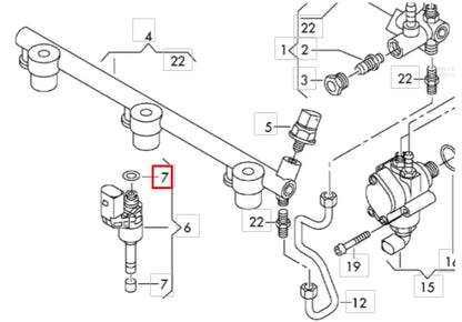 NEW AUDI Q7 4L FUEL INJECTOR O-RING KIT 03H198149 ORIGINAL