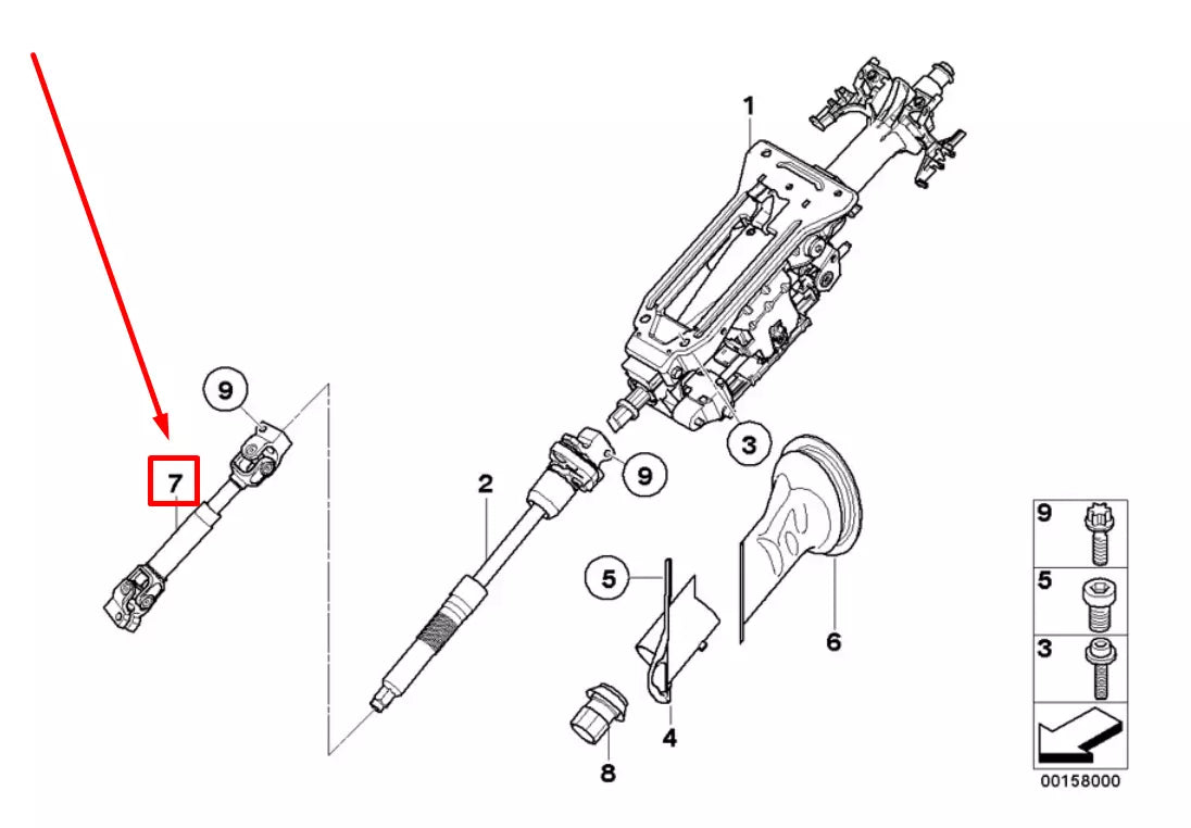 NEW BMW X5 E70 LOWER STEERING SHAFT JOINT 6774110 32306774110 ORIGINAL