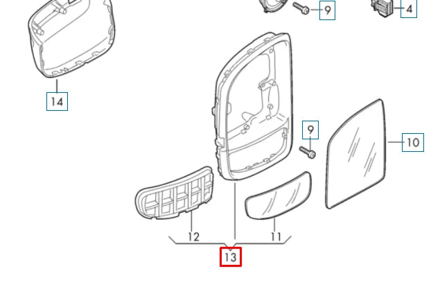 NEW VOLKSWAGEN CRAFTER SZ FRONT LEFT DOOR MIRROR FRAME 7C08985539B9 ORIGINAL