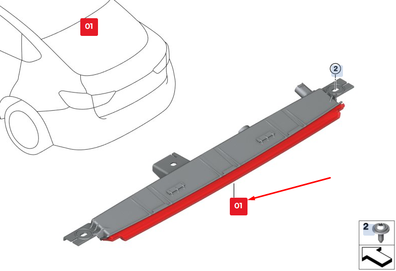new bmw x2 f39 rear third brake centre stop light 63257487689 7487689 original