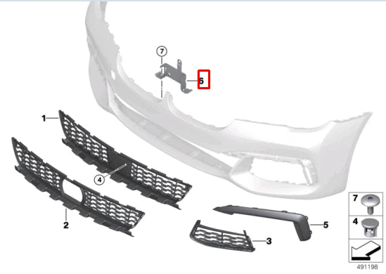 NEW BMW 7 G11 G12 ACC SENSOR HOLDER BRACKET 51118075359 ORIGINAL