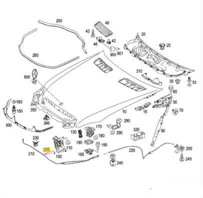 NEW MERCEDES-BENZ S W221 BONNET HOOD RELEASE HANDLE A2218800064 ORIGINAL