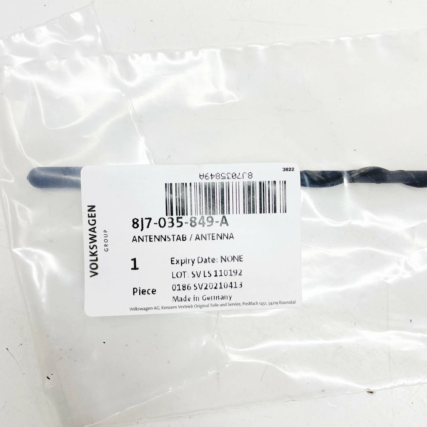 NEW AUDI TT ROADSTER 8J TRUNK ANTENNA MAST 8J7035849A ORIGINAL