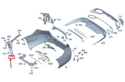 new mercedes-benz c w206 rear right bumper lateral support a2068850801 original