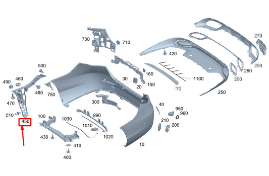 new mercedes-benz c w206 rear right bumper lateral support a2068850801 original