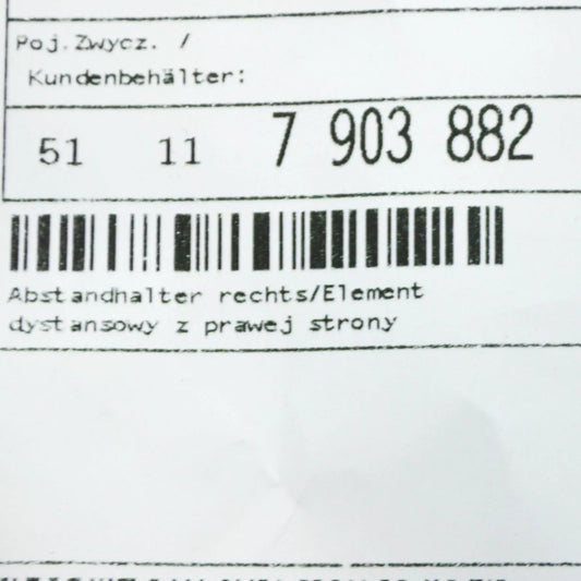 NEW BMW M5 F10 FRONT RIGHT FENDER HOLDER BRACKET 51117903882 ORIGINAL