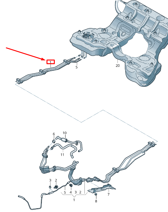 new audi a8 4n fuel line with breather pipe 4n0201544ae original