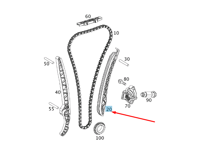 NEW MERCEDES-BENZ C W204 CHAIN TENSIONING RAIL A2700520900 ORIGINAL