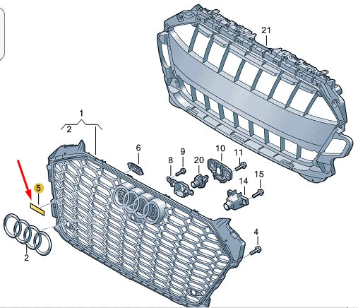 NEW AUDI RS5 8W6 FRONT RADIATOR GRILLE BADGE LOGO 8W6853736GT94 ORIGINAL