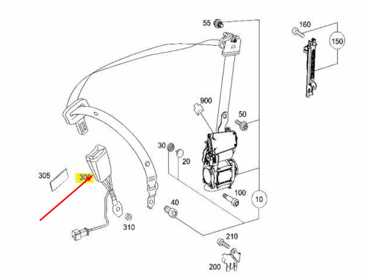 NEW MERCEDES-BENZ C-CLASS W204 FRONT LEFT SEAT BELT BUCKLE A2048602369 ORIGINAL