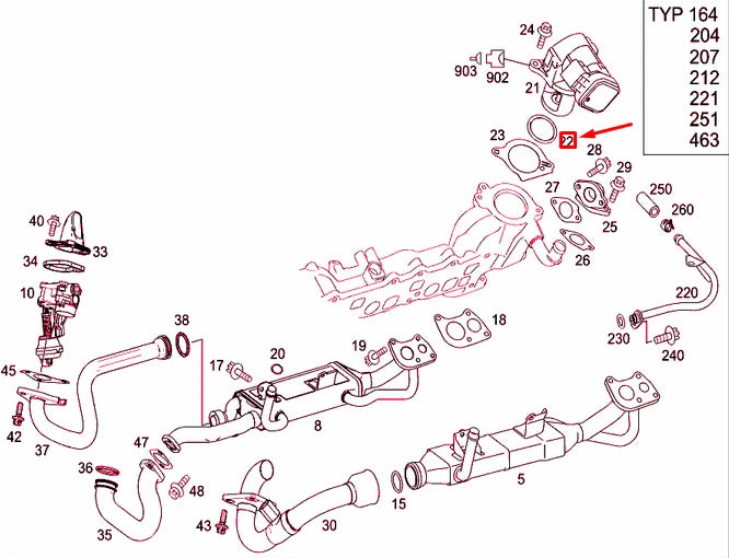 NEW MERCEDES-BENZ ML W164 EGR VALVE SEALING RING A0259973448 ORIGINAL