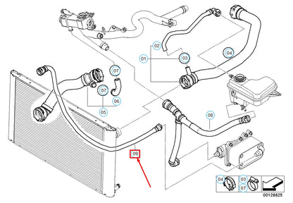 NEW BMW 5 E60 RADIATOR COOLANT HOSE 17127796273 7796273 ORIGINAL