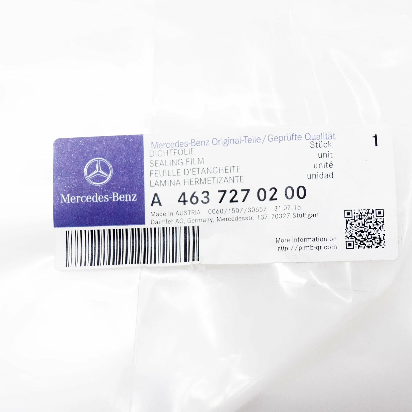 NEW MERCEDES-BENZ G W463 FRONT DOOR SEALING FILM A4637270200 ORIGINAL