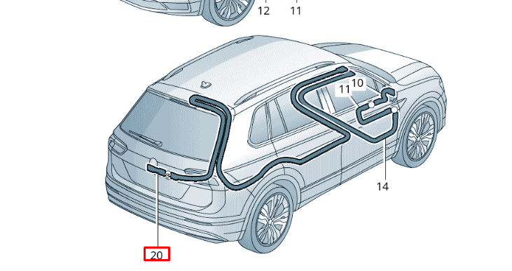 NEW VOLKSWAGEN TIGUAN AD REAR LID CAMERA DATA CONNECTION LINE 5NB971192C