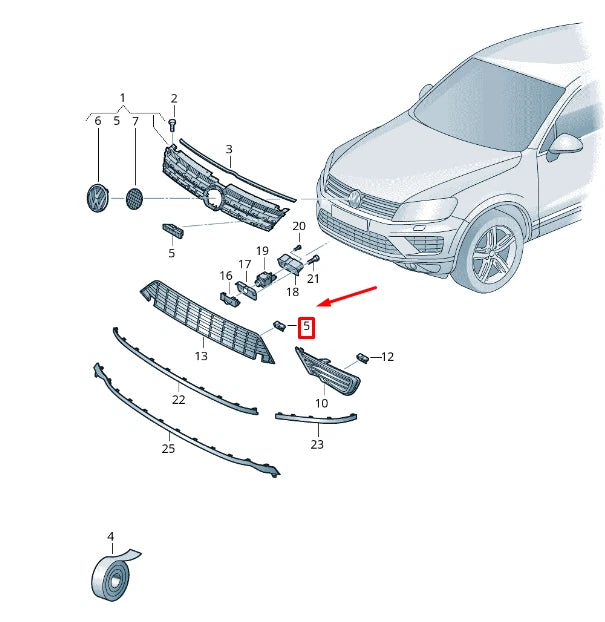 NEW VW TOUAREG 7P MK2 FRONT LOWER GRILLE LEFT COVER CAP 7P6854375B9B9